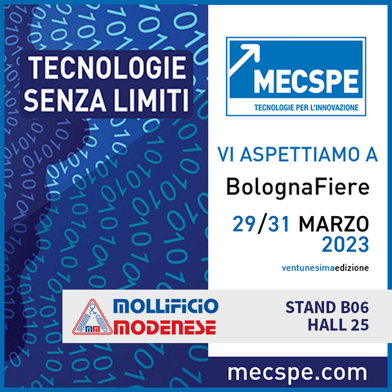 We are pleased to announce our partecipation at MecSpe 2023, from 29, 30 and 31 march in Bologna.